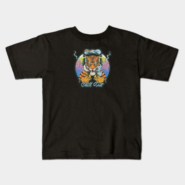 Wild Beats: The Hip-Hop Tiger Edition Kids T-Shirt by diegotorres